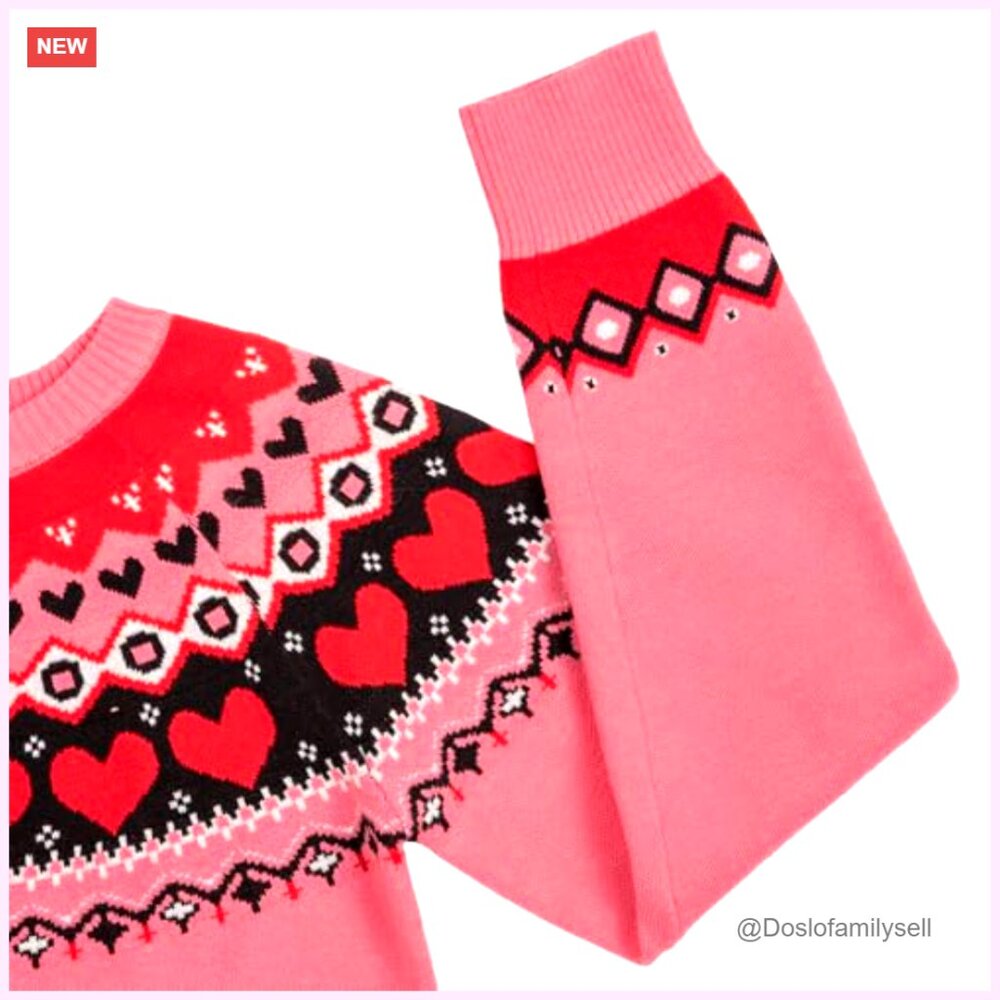 Heart Pattern Knitted Pullover Sweater Oversized … - image 4